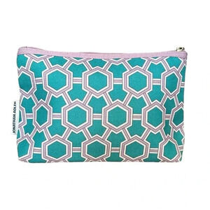 JONATHON ADLER Turquoise & Lavender Canvas Make-up Bag Pouch